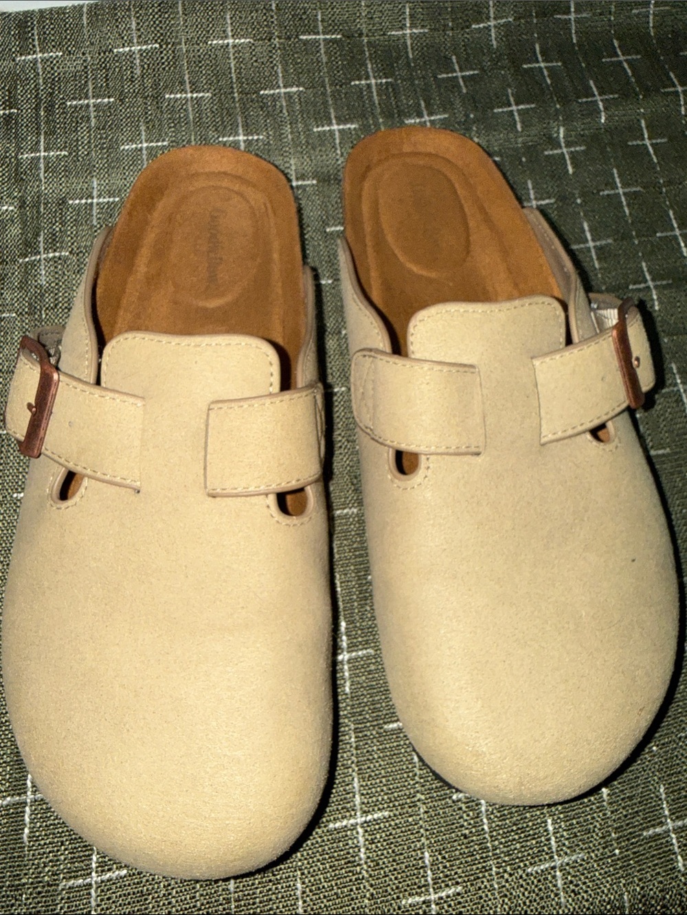 Goodfellow & Co Beige Slip-On Buckle Clogs